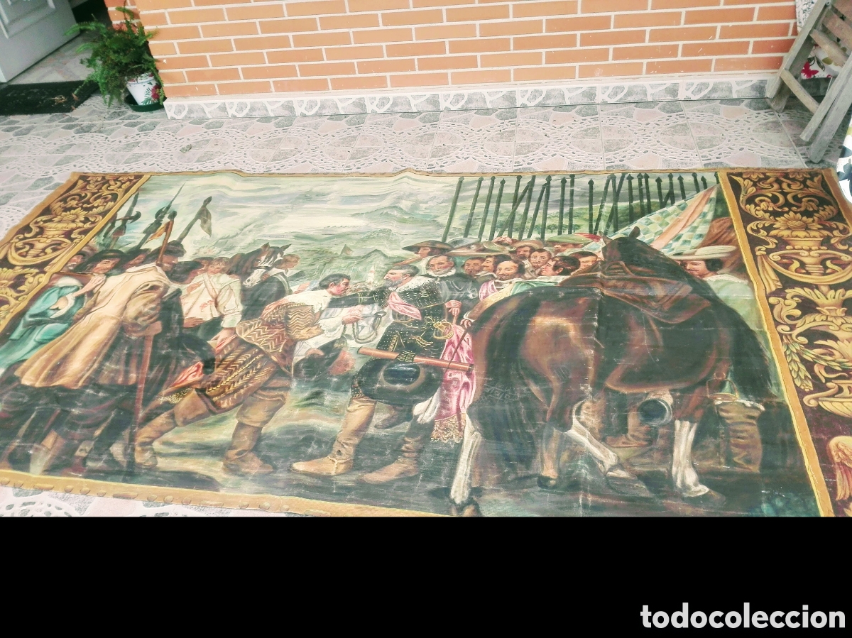 Antig&uuml;edades: Tapiz la Rendici&oacute;n de Breda, Pintado a mano - Foto 2