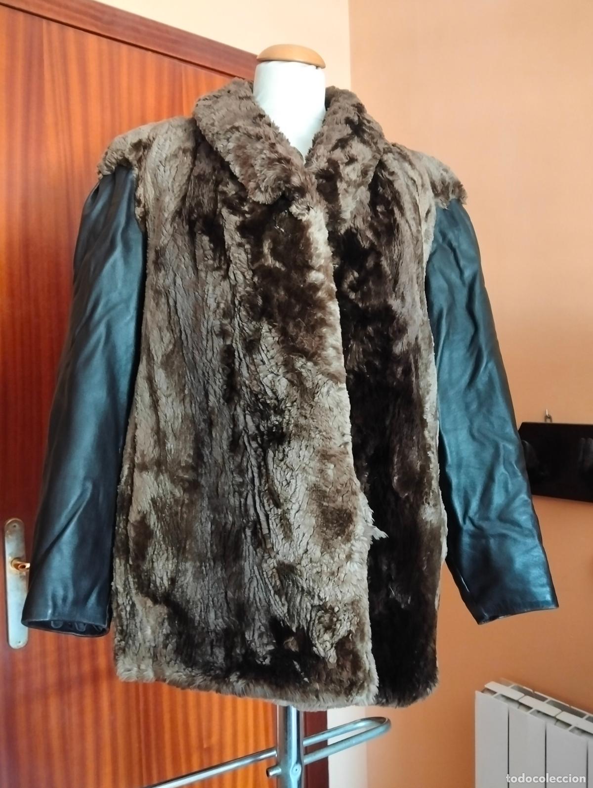 Antiquit&eacute;s: Abrigo de piel marr&oacute;n pieles bisonte o similar vintage chaquet&oacute;n pelo invierno antiguo a&ntilde;os 60-70