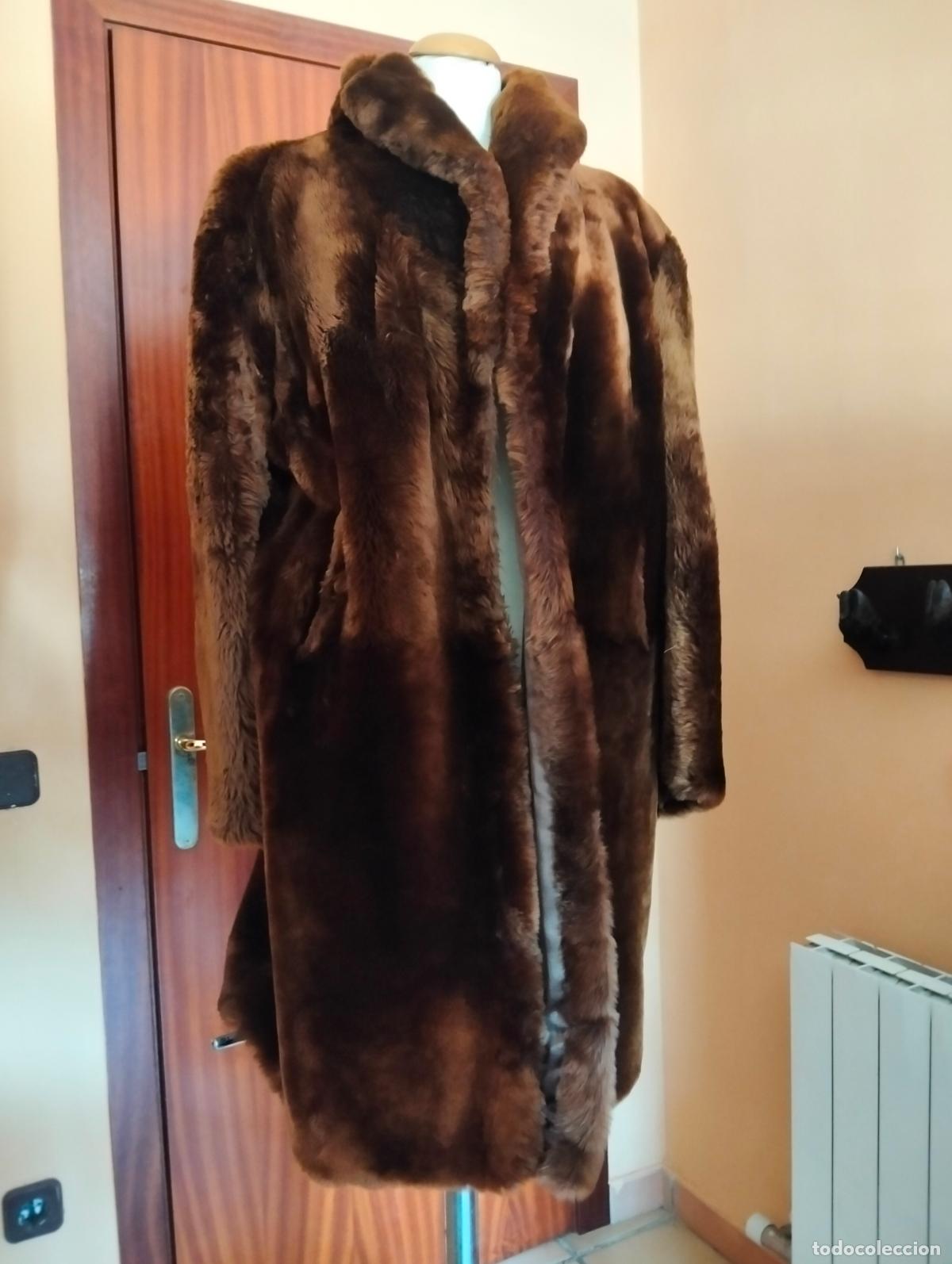 Antiquit&eacute;s: Abrigo de piel marr&oacute;n pieles bisonte o similar vintage chaquet&oacute;n pelo invierno antiguo a&ntilde;os 60-70