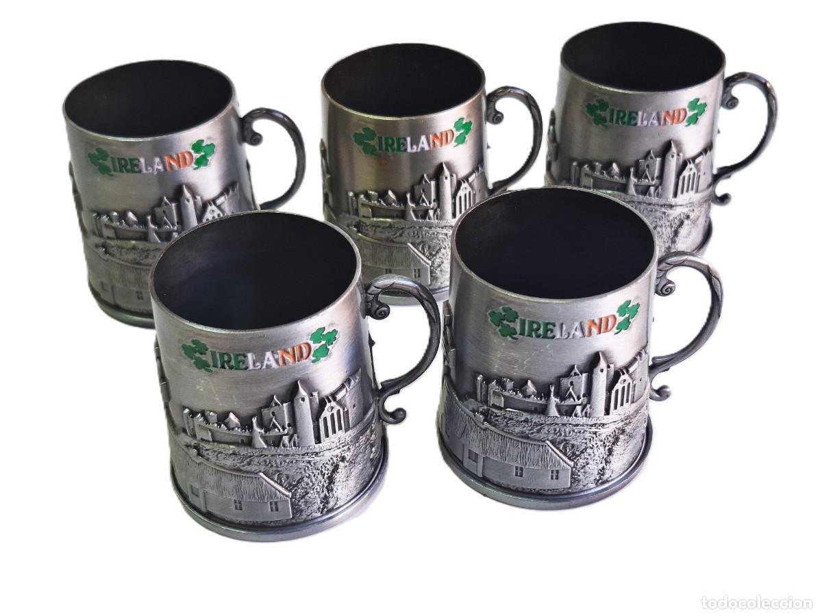 Antig&uuml;edades: IRELAND 5 COPAS DE METAL DE 5.5.CM ALTO