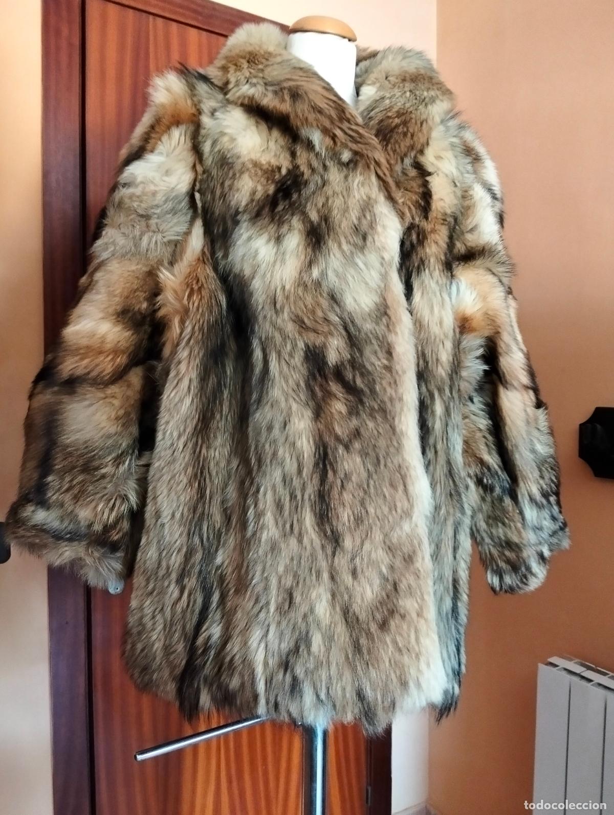Antiquit&eacute;s: Abrigo de piel marr&oacute;n pieles zorro o similar vintage chaquet&oacute;n pelo invierno antiguo a&ntilde;os 60-70