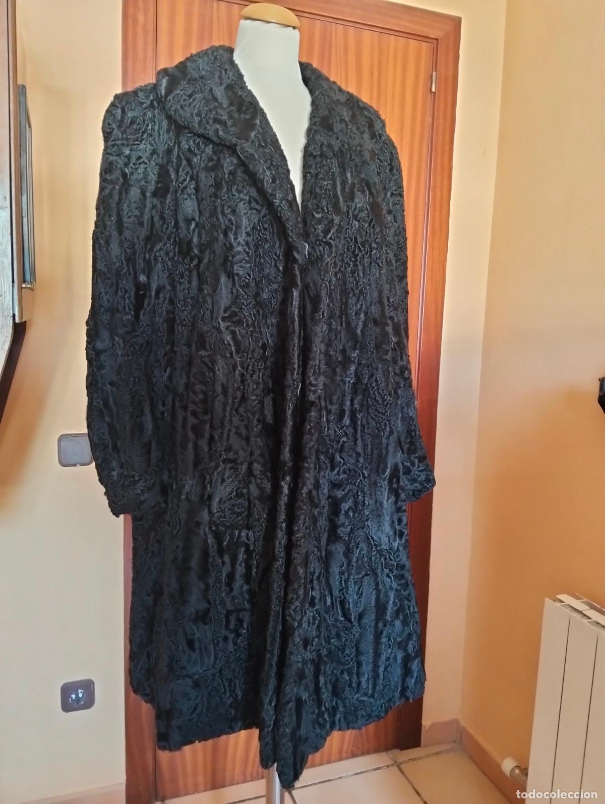 Antiquit&eacute;s: Abrigo de piel negro pieles astracan vintage chaquet&oacute;n pelo invierno antiguo a&ntilde;os 60-70