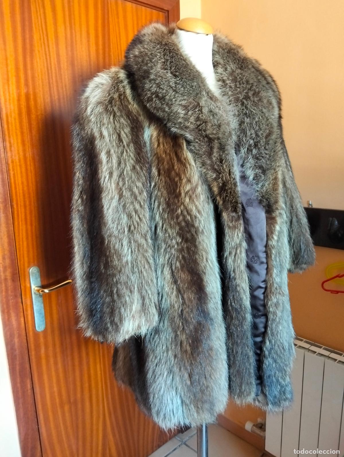 Antiquit&eacute;s: Abrigo de piel marr&oacute;n pieles zorro o similar vintage chaquet&oacute;n pelo invierno antiguo a&ntilde;os 60-70