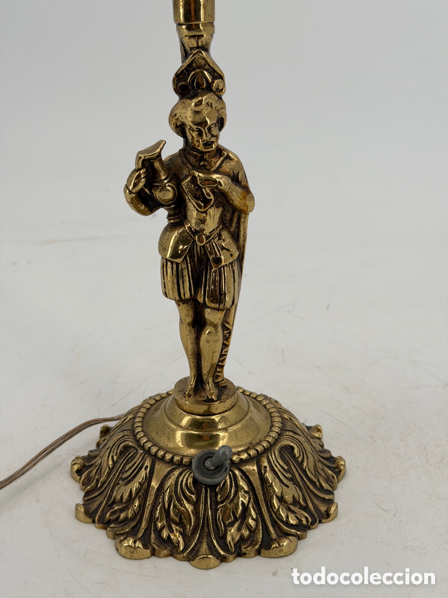 Antig&uuml;edades: Antigua L&aacute;mpara de Bronce - Foto 4