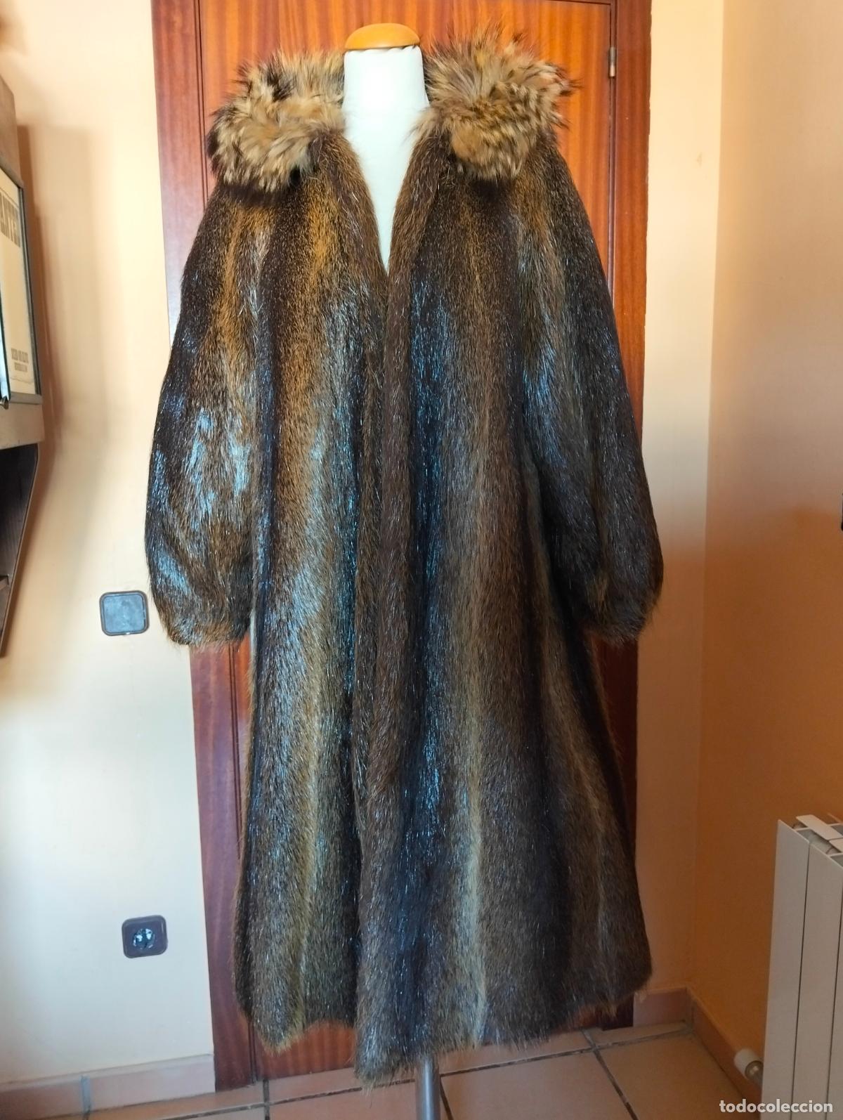 Antiquit&eacute;s: Abrigo de piel marr&oacute;n pieles nutria o similar vintage chaquet&oacute;n pelo invierno antiguo a&ntilde;os 60-70