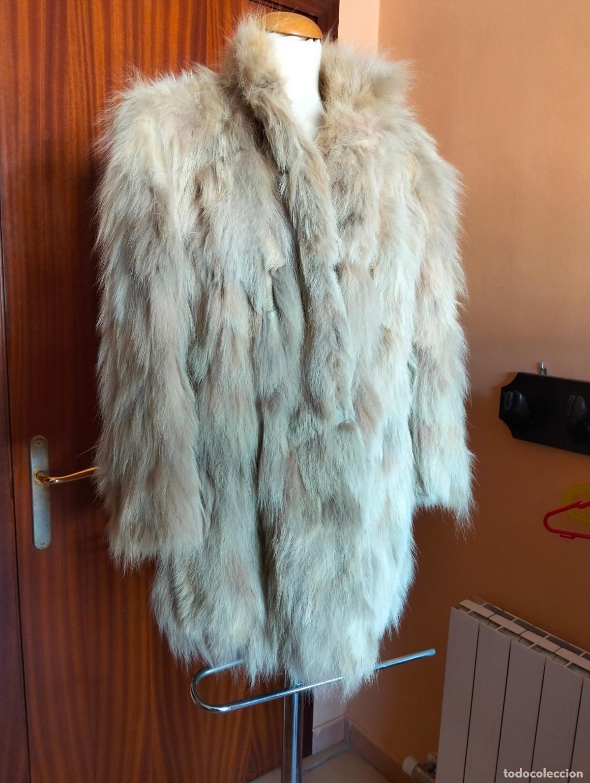 Antiquit&eacute;s: Abrigo de piel blanco pieles zorro o similar vintage chaquet&oacute;n pelo invierno antiguo a&ntilde;os 60-70