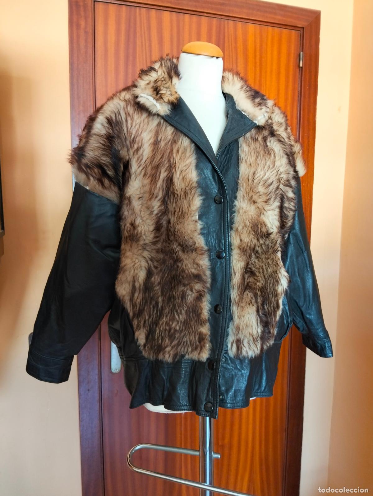 Antiquit&eacute;s: Abrigo de piel marr&oacute;n pieles vis&oacute;n o similar vintage chaquet&oacute;n pelo invierno antiguo a&ntilde;os 60-70