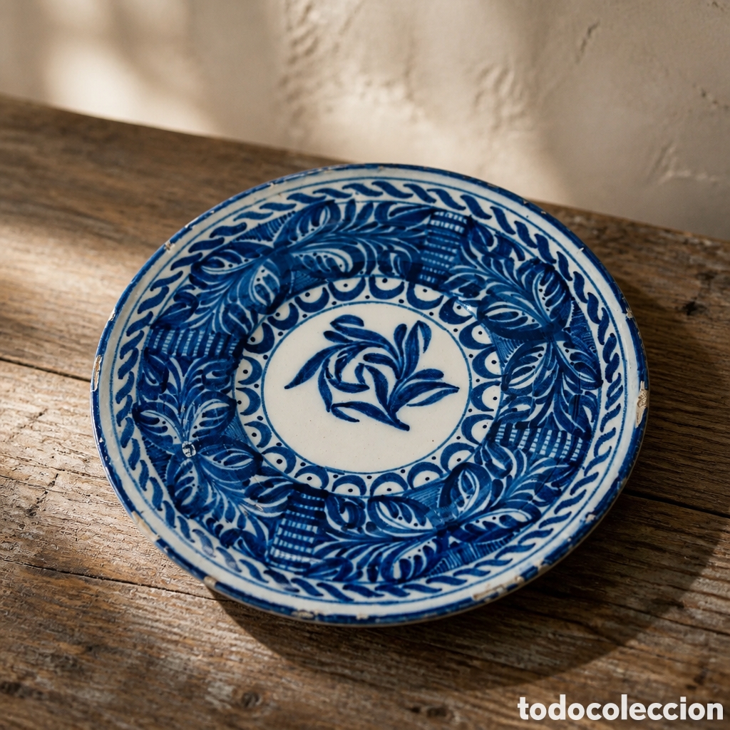 Antig&uuml;edades: ANTIGUO PLATO DE CERAMICA DE MANISES SIGLO XIX . 31 cm