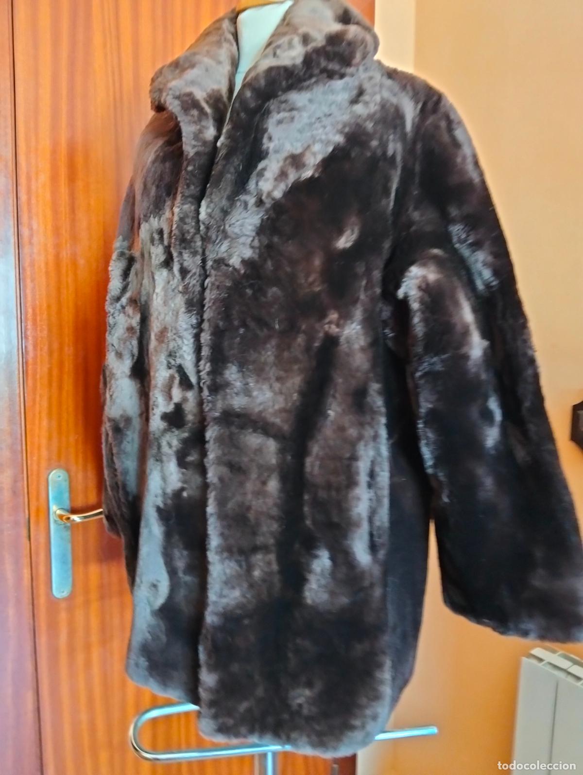 Antiquit&eacute;s: Abrigo de piel marr&oacute;n pieles bisonte o similar vintage chaquet&oacute;n pelo invierno antiguo a&ntilde;os 60-70