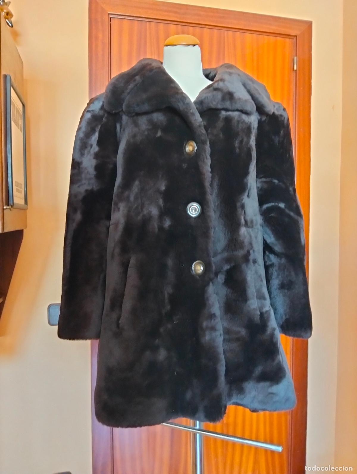 Antiquit&eacute;s: Abrigo de piel marr&oacute;n pieles bisonte o similar vintage chaquet&oacute;n pelo invierno antiguo a&ntilde;os 60-70