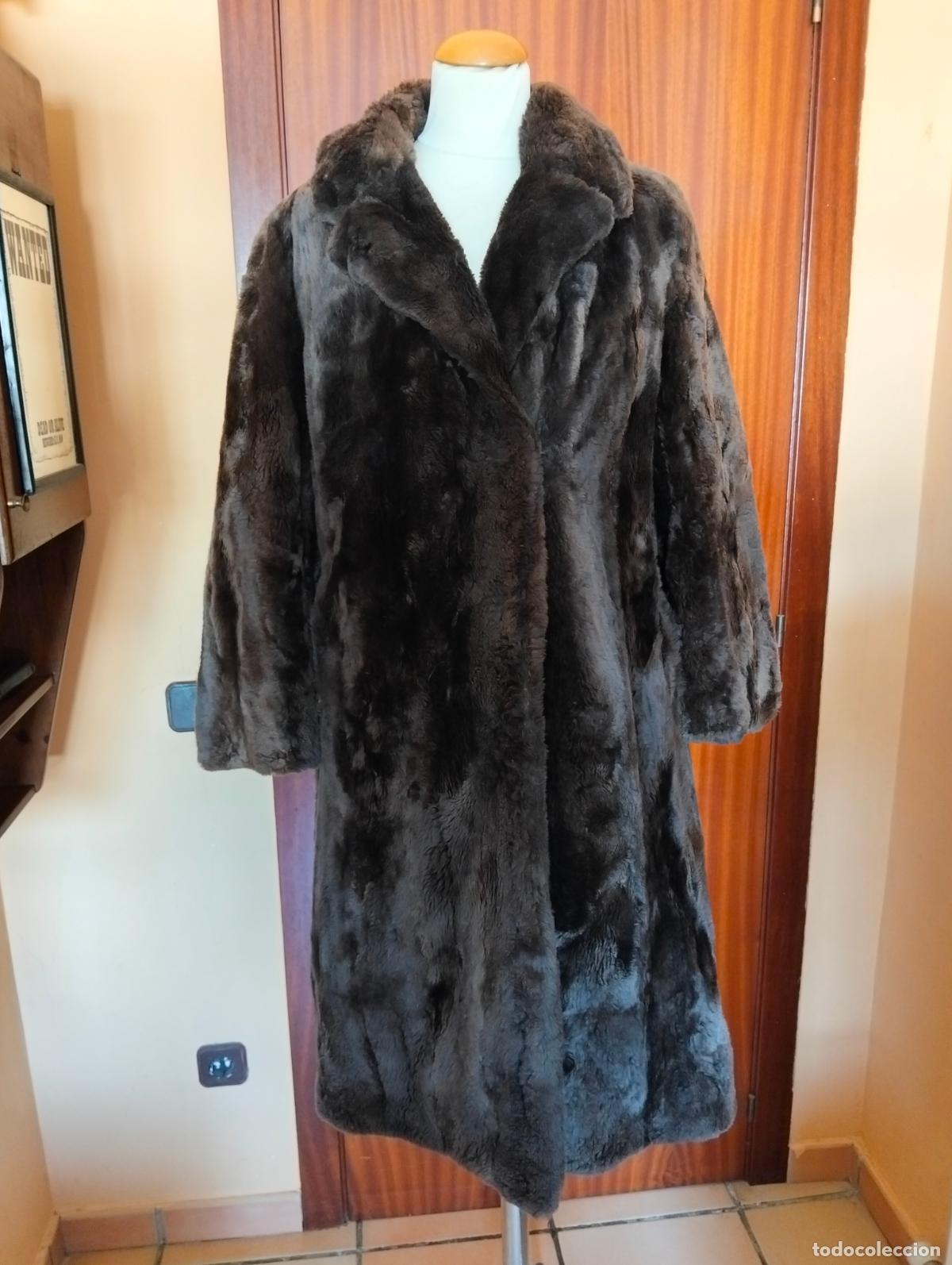 Antiquit&eacute;s: Abrigo de piel marr&oacute;n pieles bisonte o similar vintage chaquet&oacute;n pelo invierno antiguo a&ntilde;os 60-70
