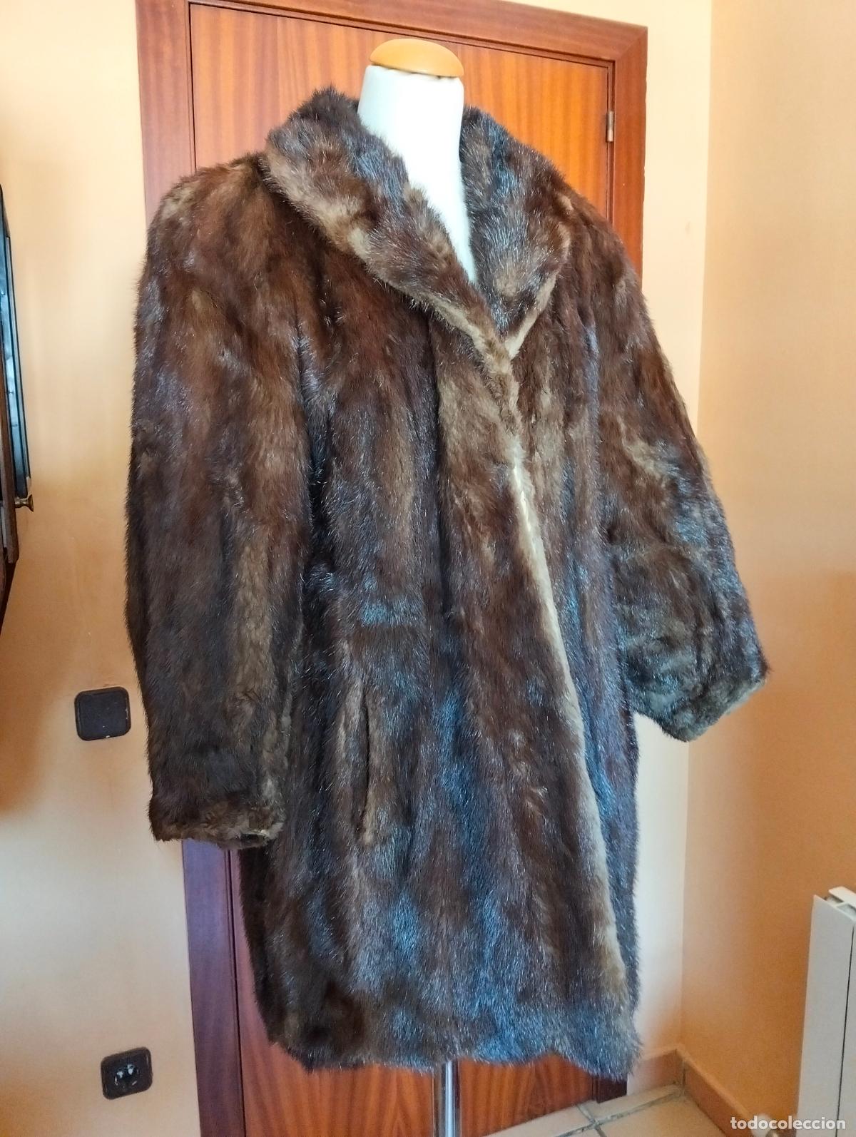 Antiquit&eacute;s: Abrigo de piel marr&oacute;n pieles vis&oacute;n o similar vintage chaquet&oacute;n pelo invierno antiguo a&ntilde;os 60-70