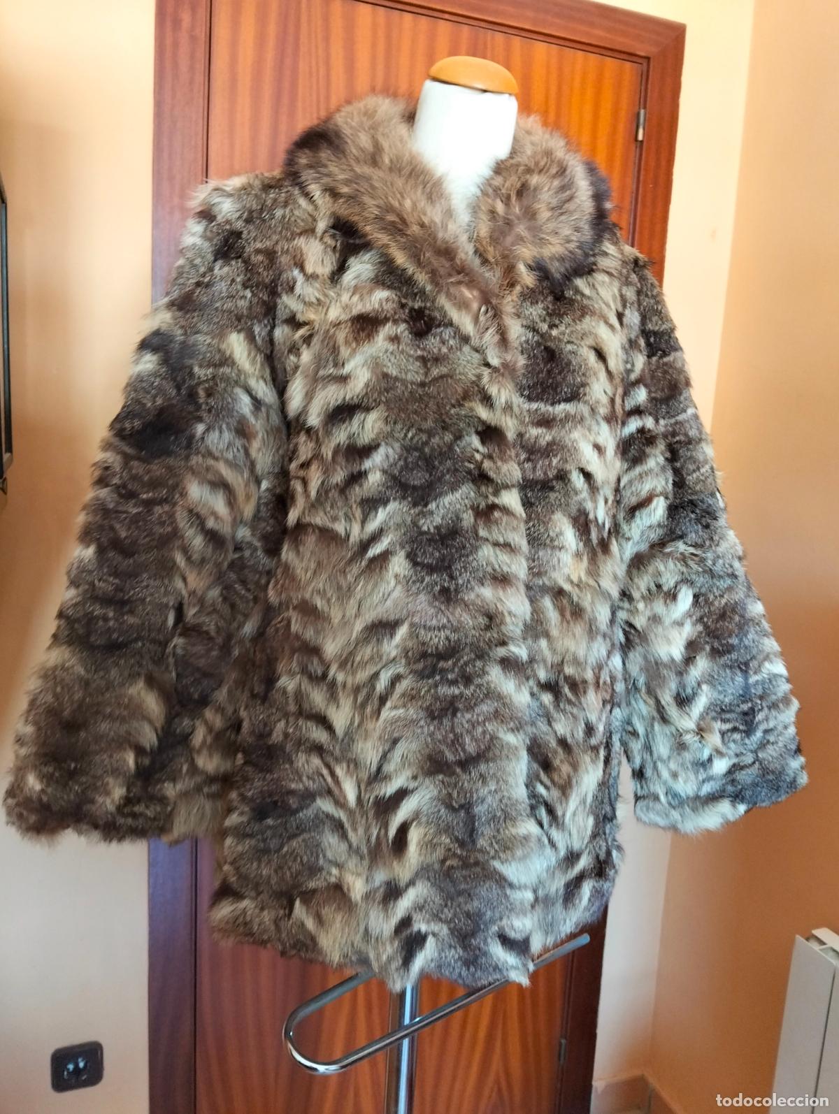 Antiquit&eacute;s: Abrigo de piel marr&oacute;n pieles zorro o similar vintage chaquet&oacute;n pelo invierno antiguo a&ntilde;os 60-70