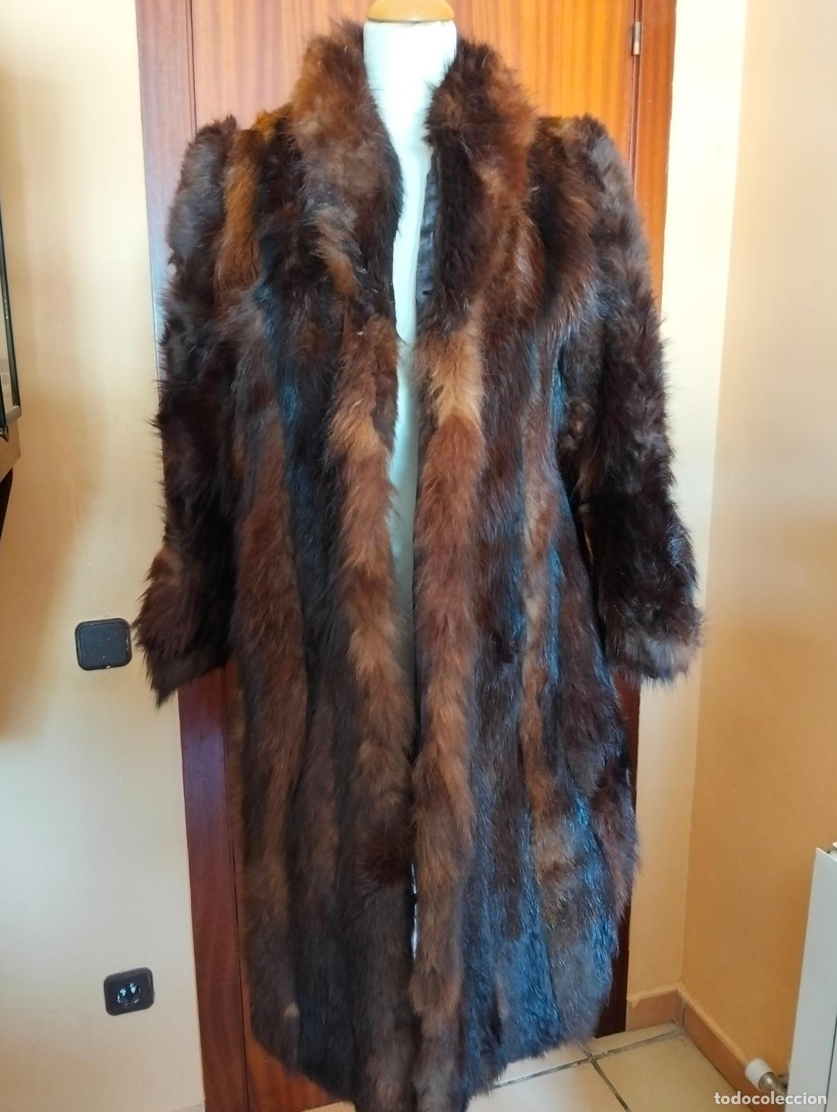 Antiquit&eacute;s: Abrigo de piel marr&oacute;n rojo pieles zorro o similar vintage chaquet&oacute;n pelo invierno antiguo a&ntilde;os 60-70