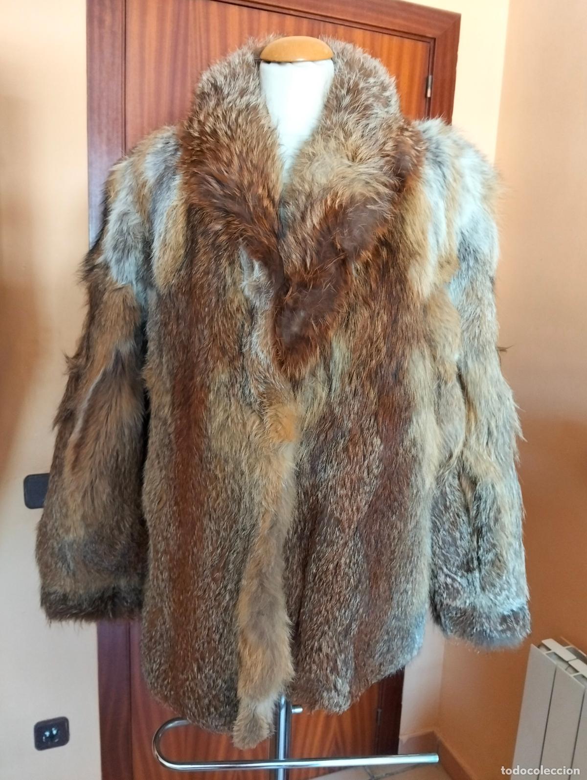 Antiquit&eacute;s: Abrigo de piel marr&oacute;n rojo pieles zorro o similar vintage chaquet&oacute;n pelo invierno antiguo a&ntilde;os 60-70