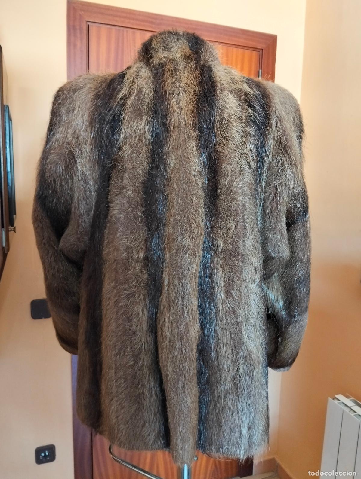 Antig&uuml;edades: Abrigo de piel marr&oacute;n oscuro nutria o similar vintage chaquet&oacute;n pelo invierno antiguo a&ntilde;os 60-70