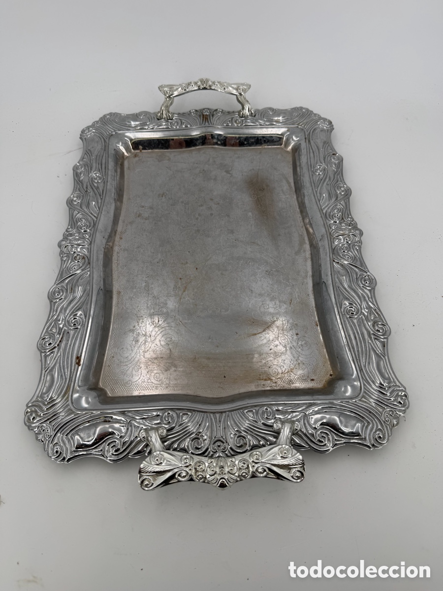 Antig&uuml;edades: Antigua Bandeja Plateada - Foto 2