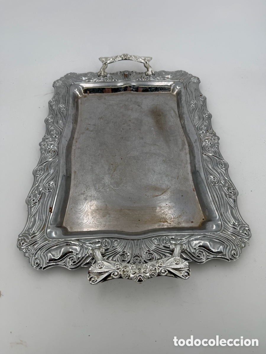 Antig&uuml;edades: Antigua Bandeja Plateada - Foto 4