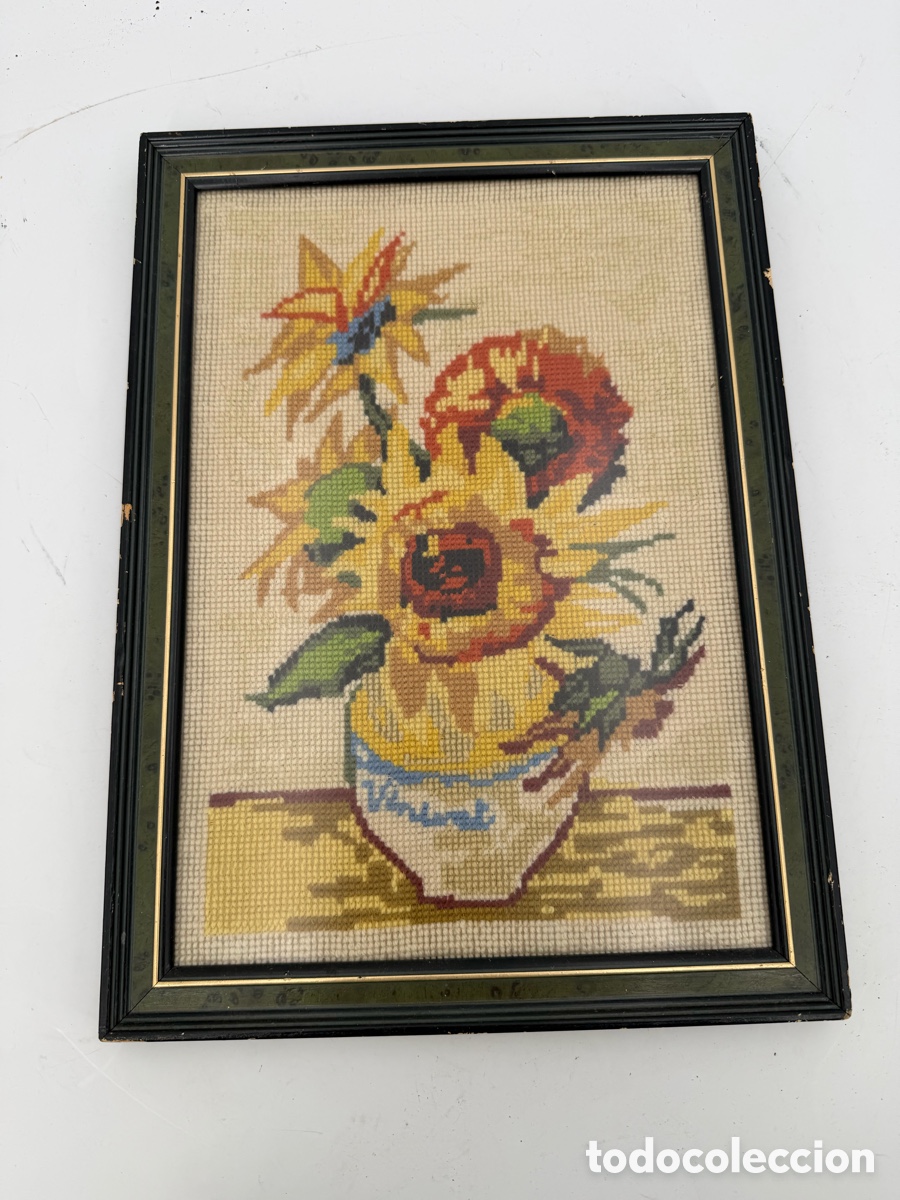 Antig&uuml;edades: Antiguo Tapiz de Girasoles - Foto 3