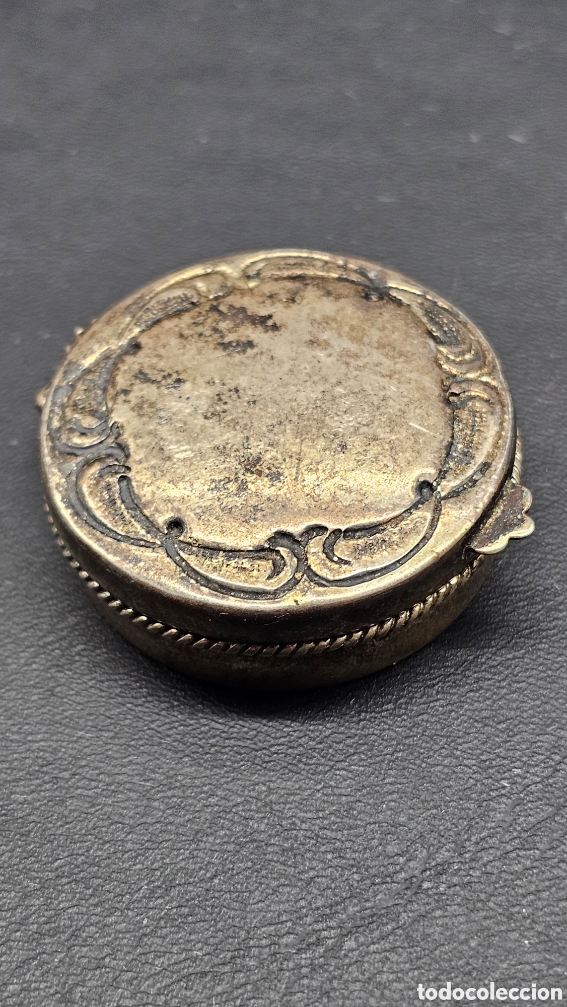 Antiquit&auml;ten: Antiguo pastillero de plata de ley contrastada