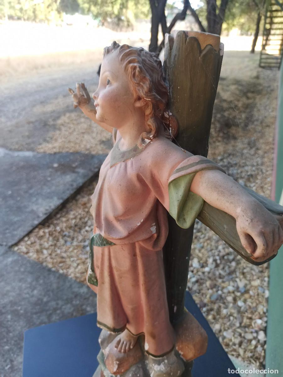 Antig&uuml;edades: Ni&ntilde;o Jesus en la cruz magnifico Restaurar Ver bien fotos 40/50cm alto