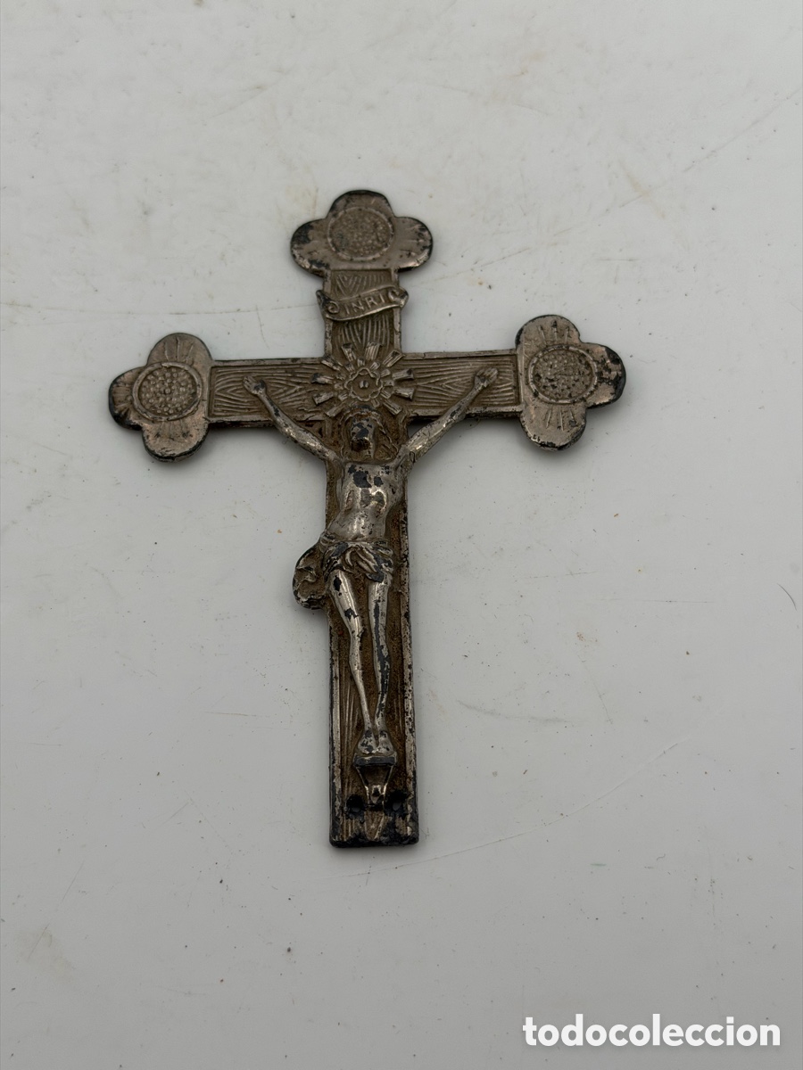 Antig&uuml;edades: Antiguo Crucifijo Plateado - Foto 2