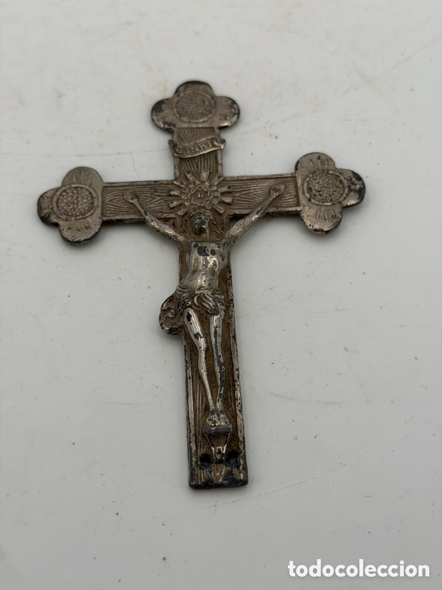 Antig&uuml;edades: Antiguo Crucifijo Plateado - Foto 4