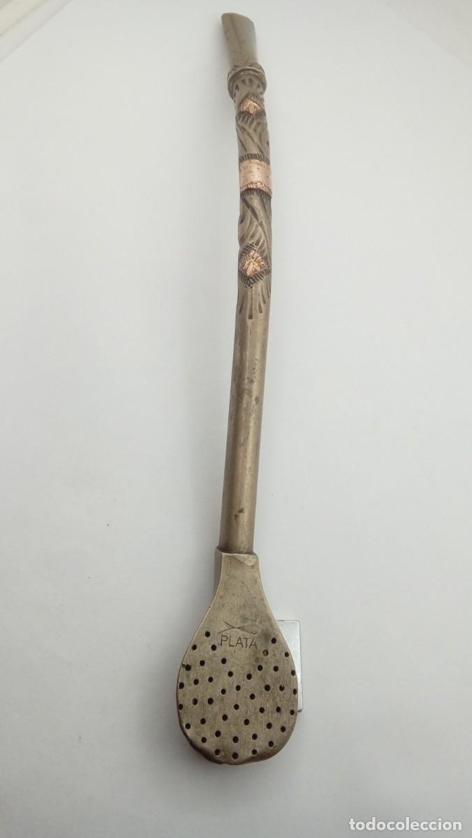 Antig&uuml;edades: BOMBILLA DE TOMAR MATE DE PLATA - Foto 1