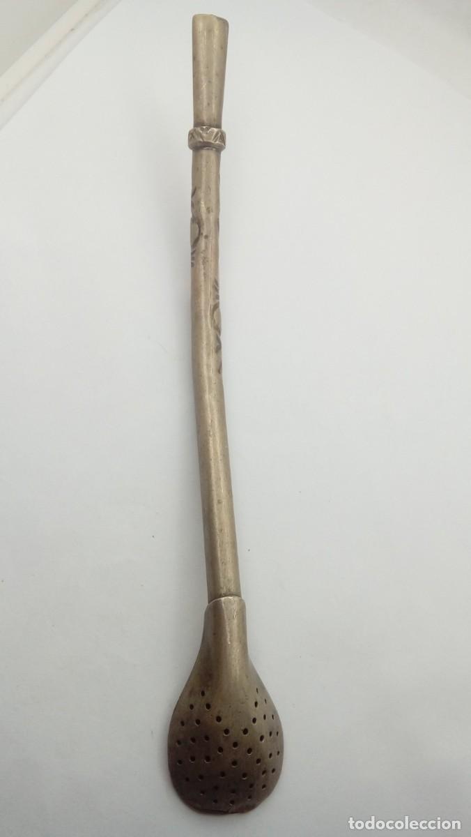 Antig&uuml;edades: BOMBILLA DE TOMAR MATE DE PLATA - Foto 2