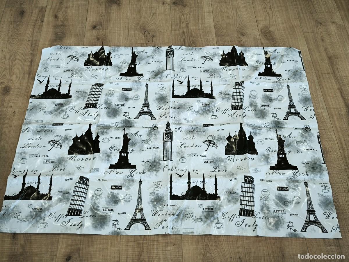 Antiguidades: Mantel Estampado Ciudades Del Mundo 140x107 &ndash; Par&iacute;s, Londres, Nueva York, Estilo Vintage Viajero
