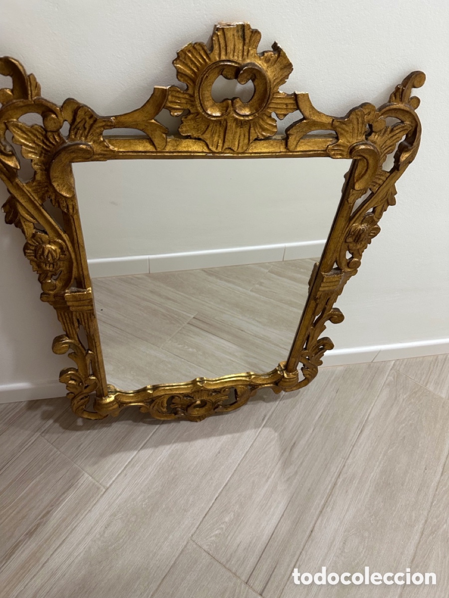 Antig&uuml;edades: Espejo Cornucopia Antiguo - Madera Maciza y Pan de Oro Original - Foto 3