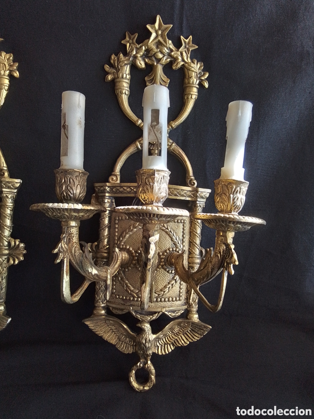 Antig&uuml;edades: Candelabros de bronce Napoleonicos - Foto 3
