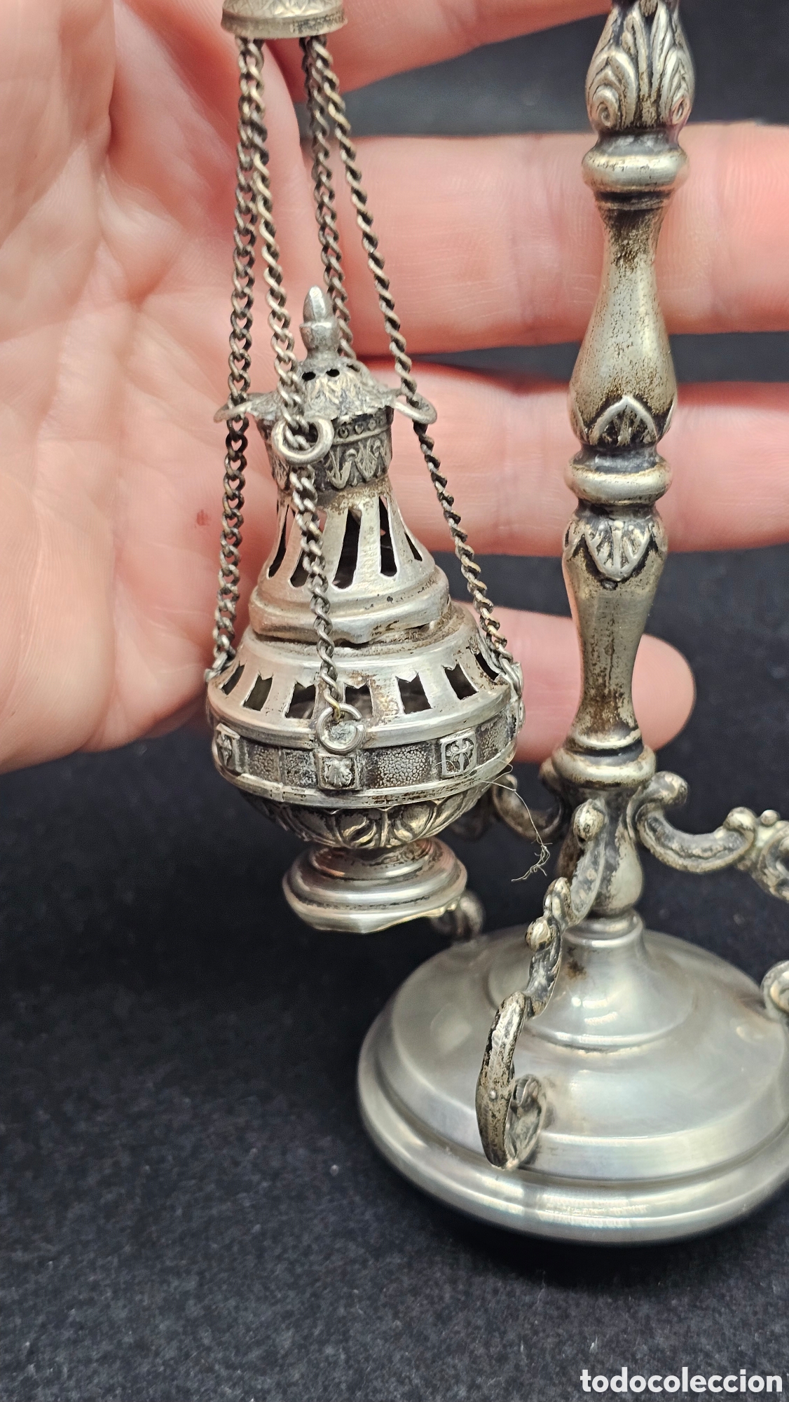 Antig&uuml;edades: Antiguo botafumeiro de plata de ley contrastada - Foto 5