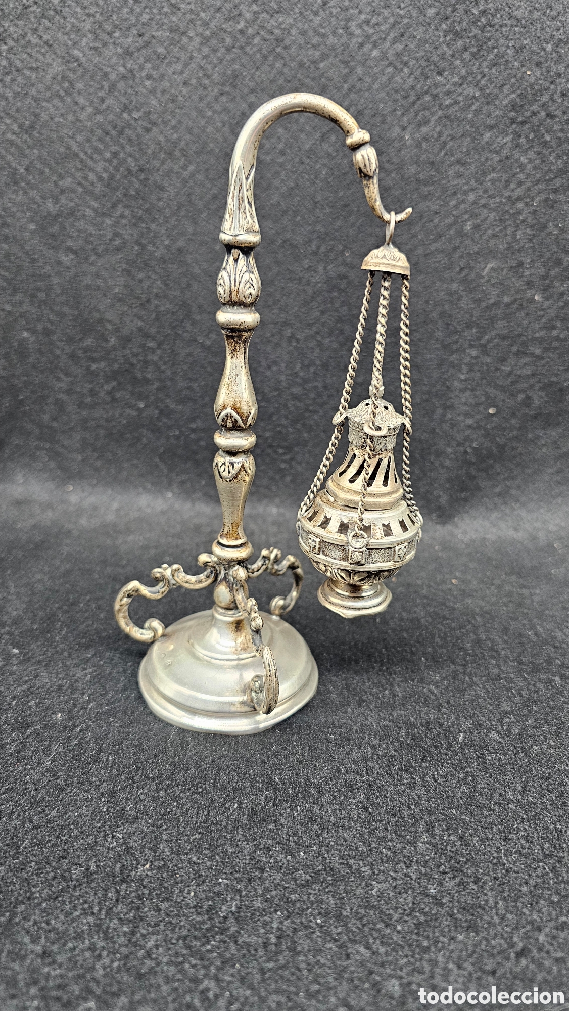 Antiques: Antiguo botafumeiro de plata de ley contrastada