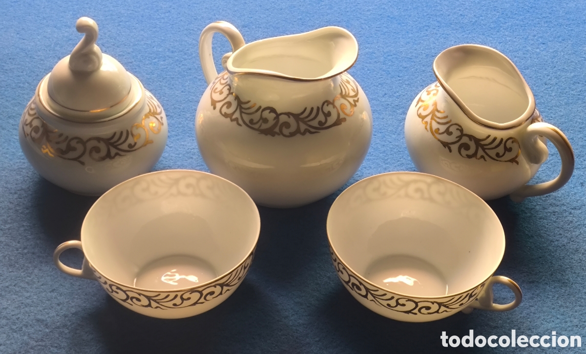 Antiques: CASTRO PORCELANA BLANCA FILIGRANA ORO JUEGO DE CAF&Eacute; T&Uacute; y YO SARGADELOS GALICIA