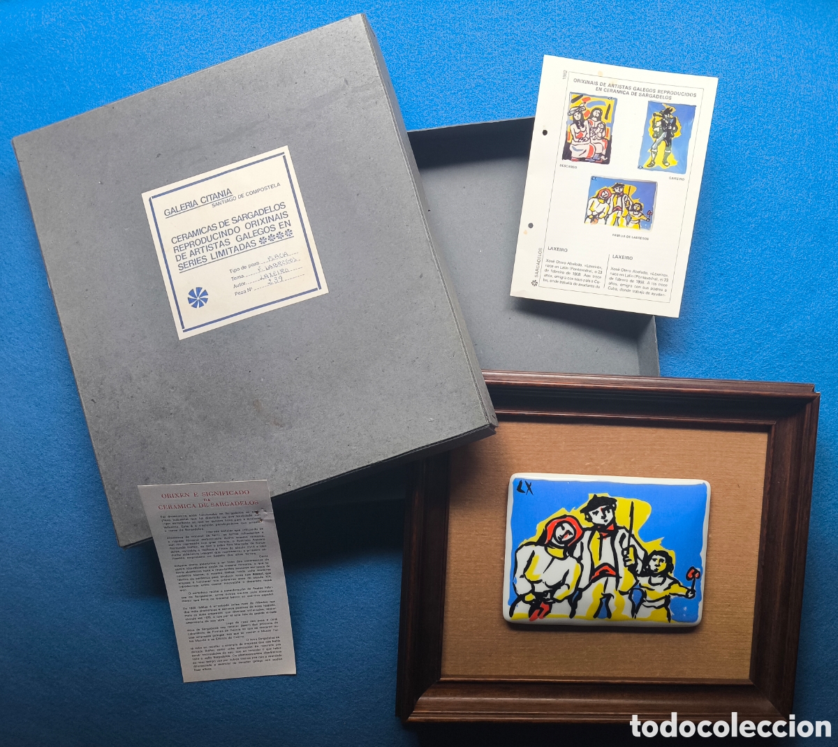 Antiques: LAXEIRO PLACA PORCELANA CASTRO ESCENA FAMILIA DE LABREGOS TIRADA LIMITADA GALICIA