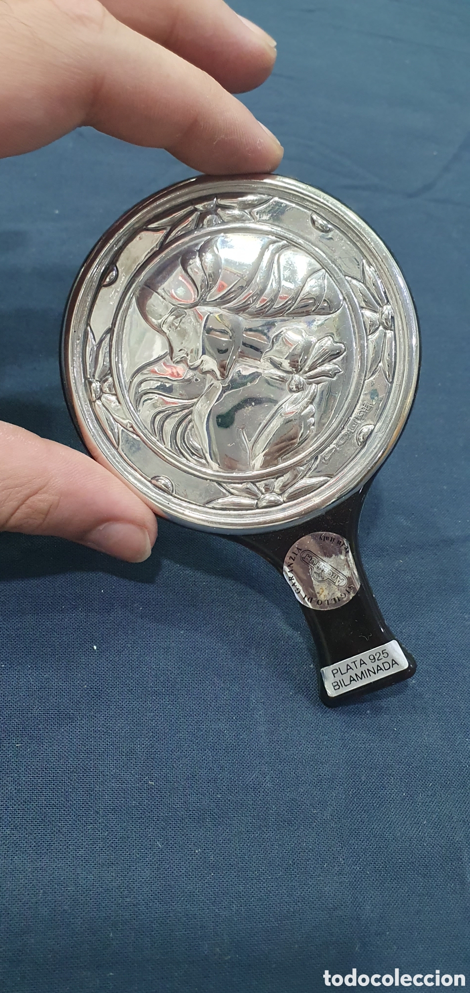 Antiquit&auml;ten: Espejo de mano en plata 925 Bilaminada. (L134)