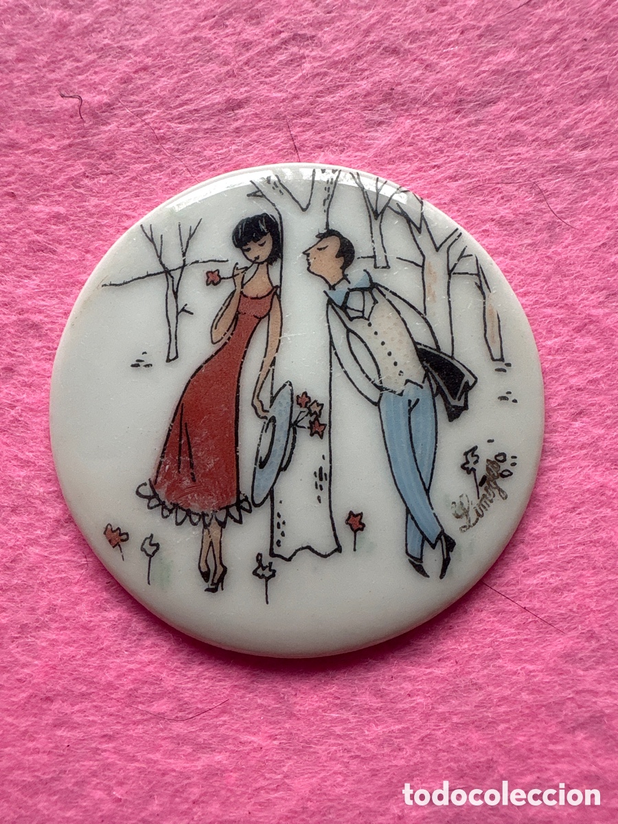 Antiguidades: Medalla o medall&oacute;n cer&aacute;mica porcelana de Limoges, Francia (A19)
