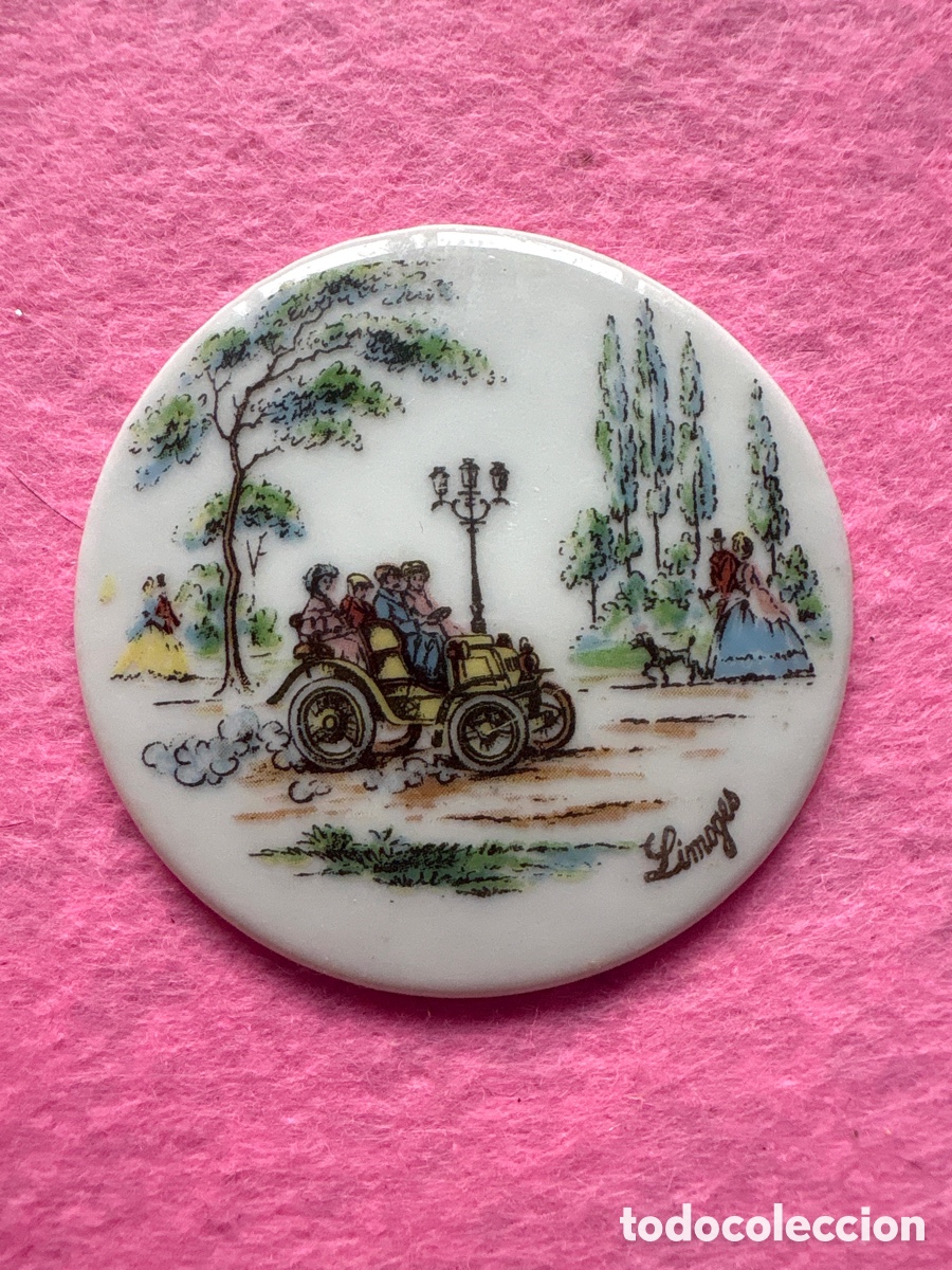 Antiguidades: Medalla o medall&oacute;n cer&aacute;mica porcelana de Limoges, Francia (A19)