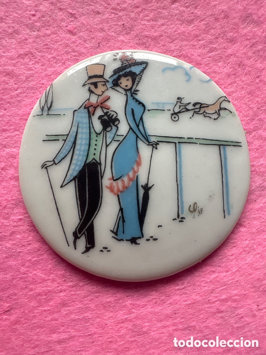 Antiguidades: Medalla o medall&oacute;n cer&aacute;mica porcelana de Limoges, Francia (A19)