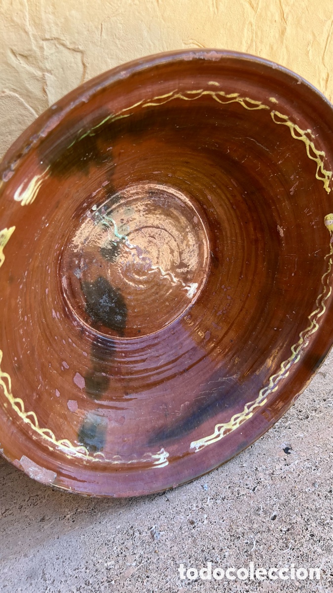 Antig&uuml;edades: Antiguo Lebrillo de Barro o Ceramica , Gran tama&ntilde;o.