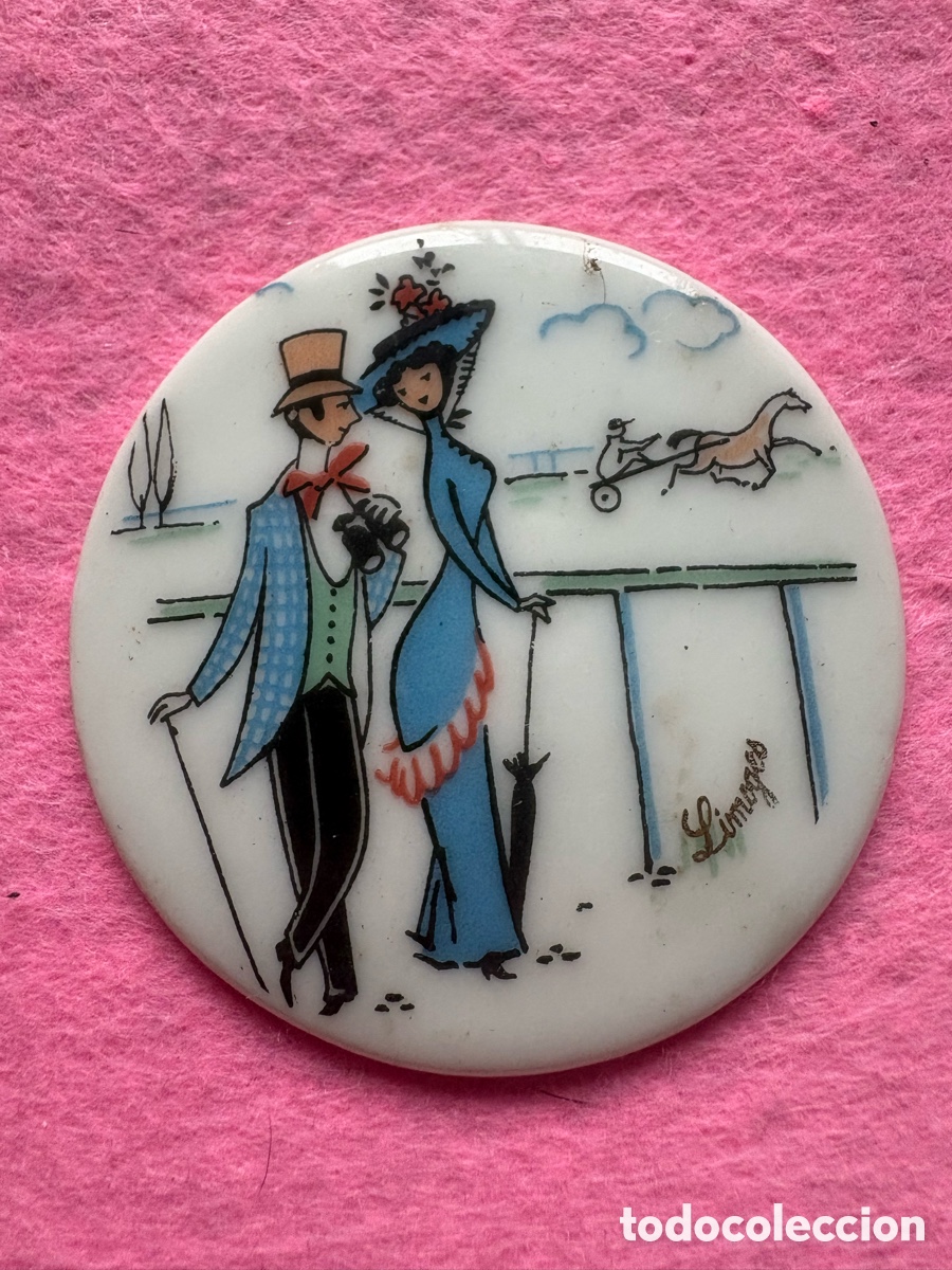 Antiques: Medalla o medall&oacute;n cer&aacute;mica porcelana de Limoges, Francia (A19)