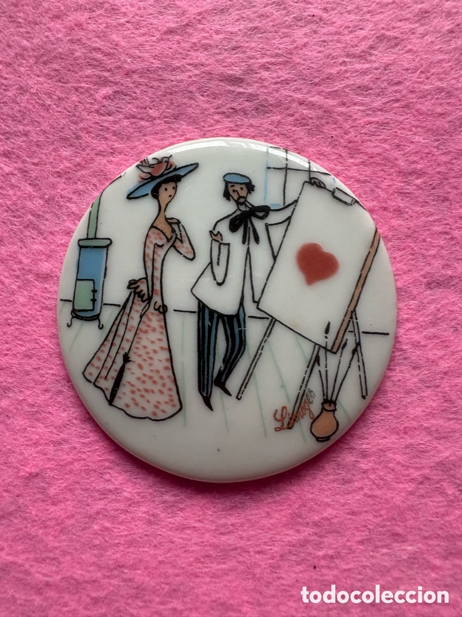 Antiguidades: Medalla o medall&oacute;n cer&aacute;mica porcelana de Limoges, Francia (A19)