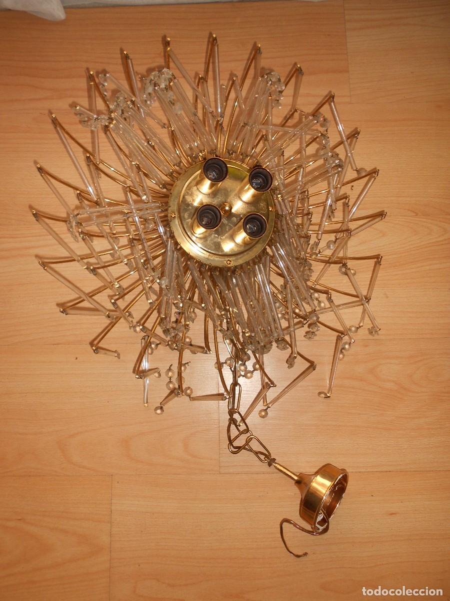Antiquit&auml;ten: LAMPARA de TECHO ESTILO ARA&Ntilde;A DORADA con CASCADA de CRISTALES - 1&euro;y+