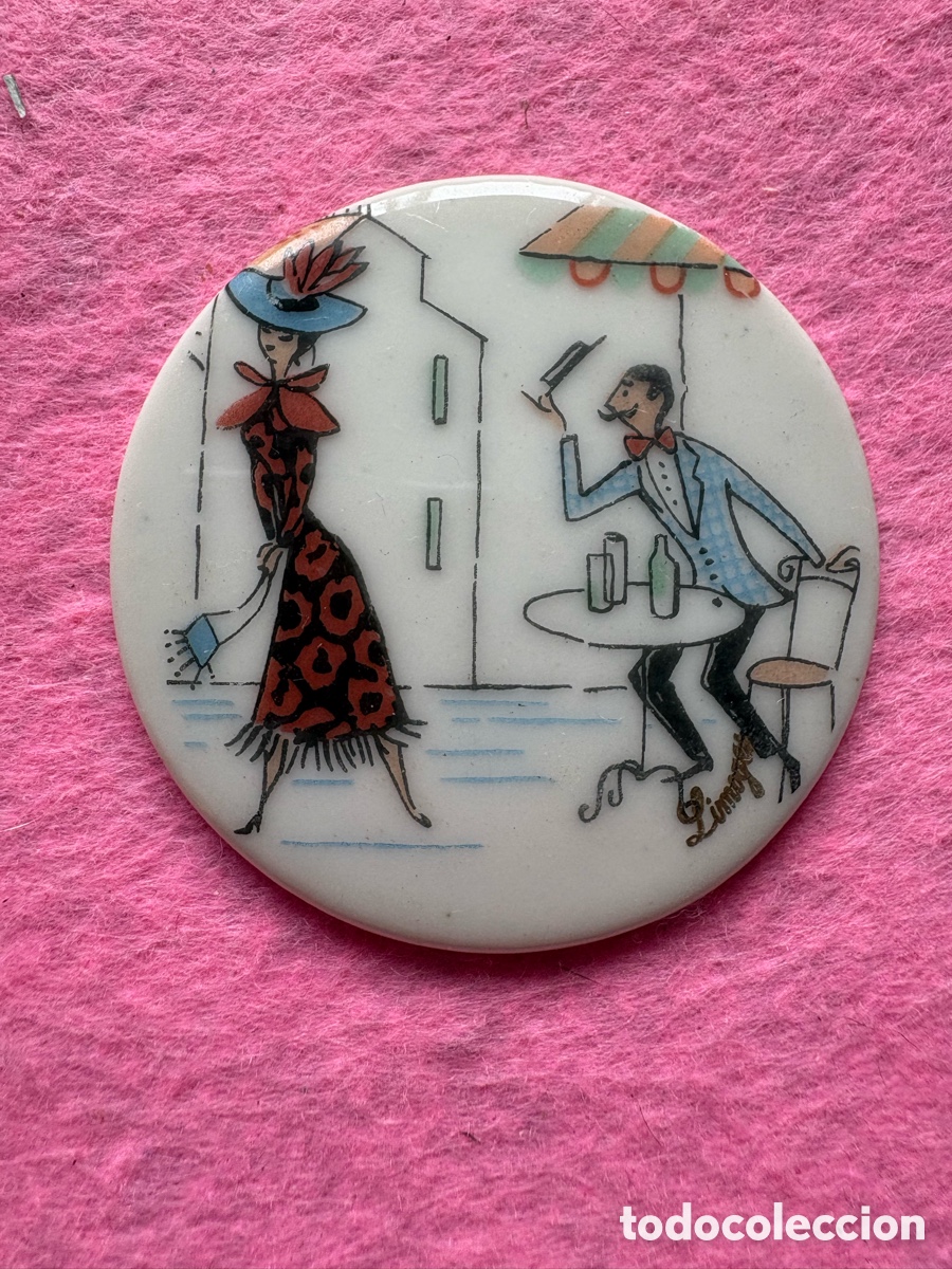 Antiques: Medalla o medall&oacute;n cer&aacute;mica porcelana de Limoges, Francia (A19)
