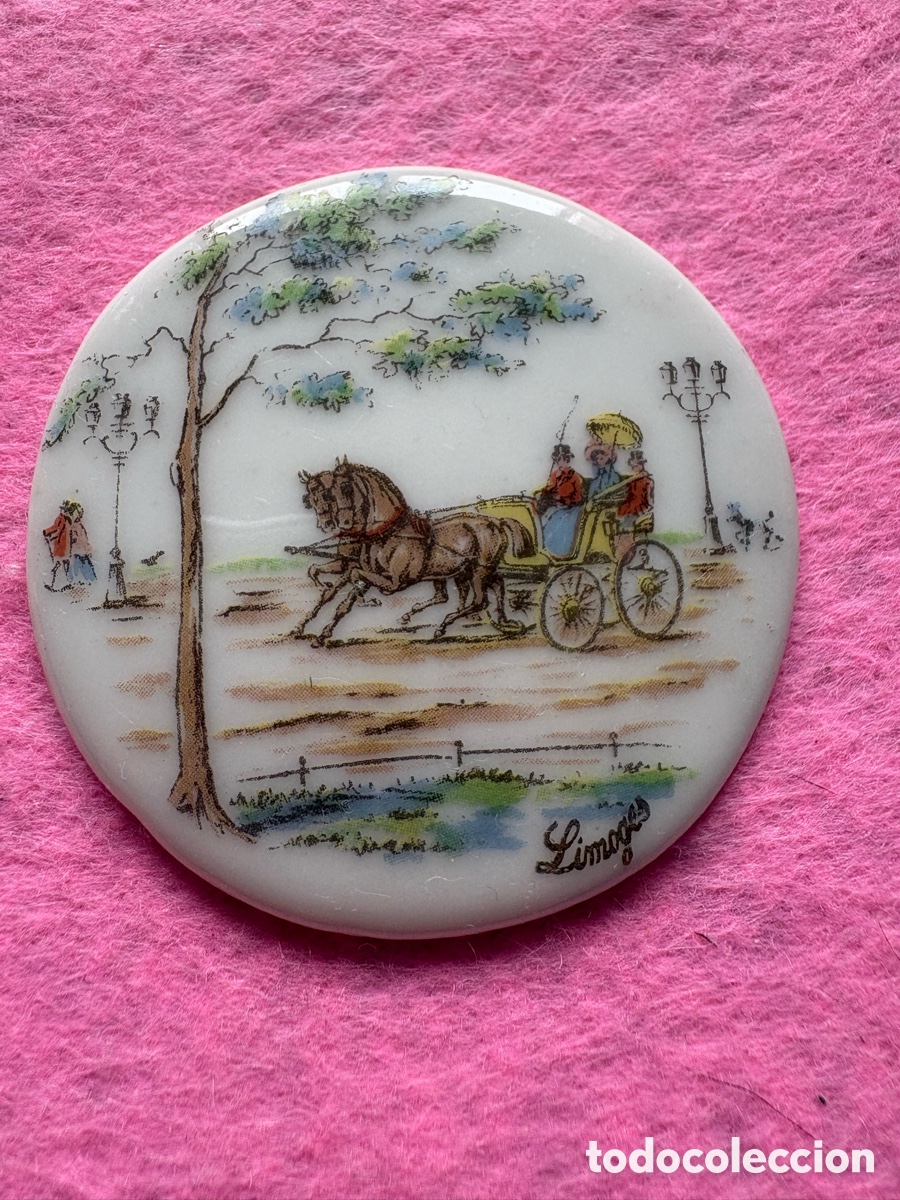 Antiques: Medalla o medall&oacute;n cer&aacute;mica porcelana de Limoges, Francia (A19)