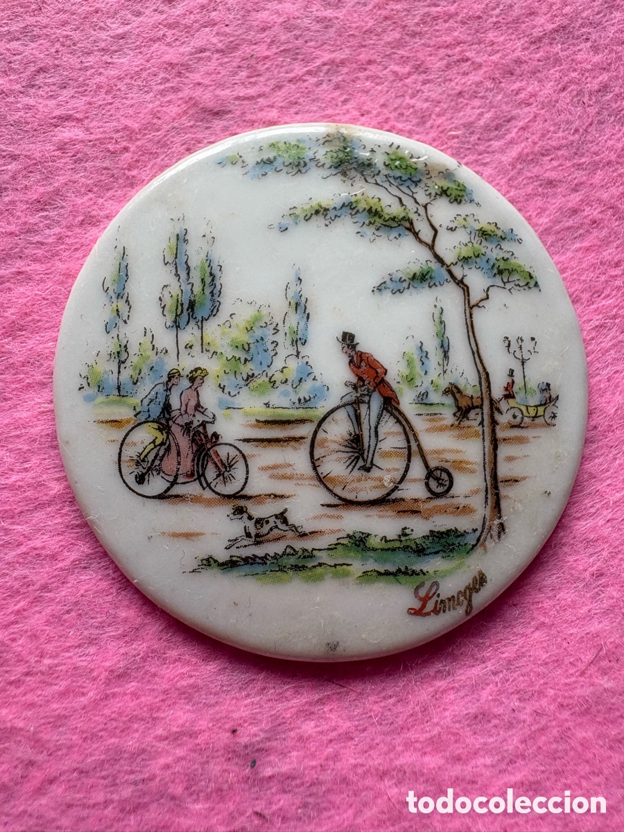 Antiguidades: Medalla o medall&oacute;n cer&aacute;mica porcelana de Limoges, Francia (A19)