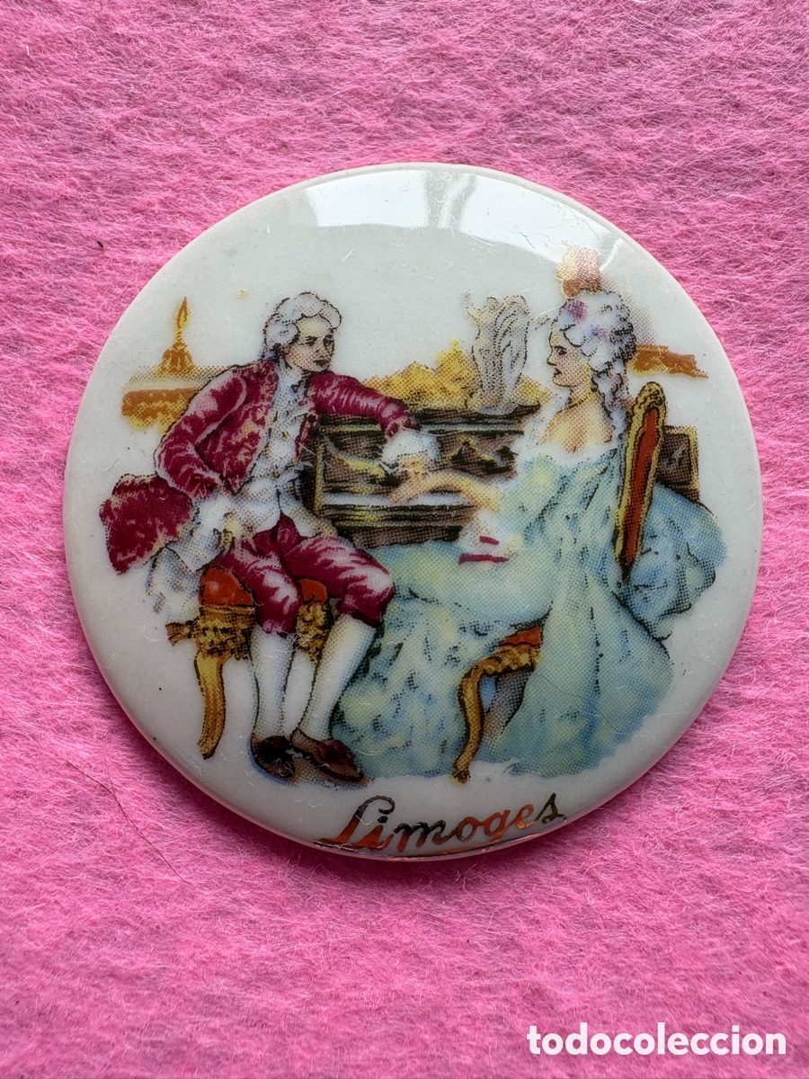Antiques: Medalla o medall&oacute;n cer&aacute;mica porcelana de Limoges, Francia (A19)