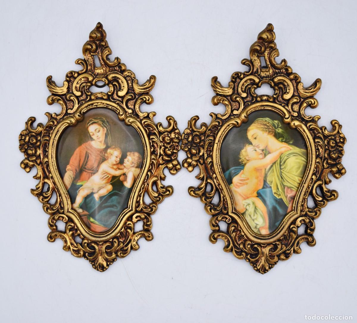 Antig&uuml;edades: Marcos de bronce con im&aacute;genes religiosas en el interior - Foto 5