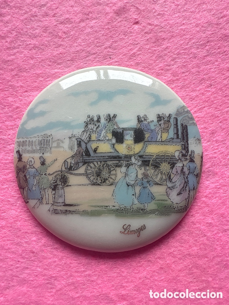 Antiguidades: Medalla o medall&oacute;n cer&aacute;mica porcelana de Limoges, Francia (A19)